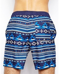 blaue Badeshorts mit geometrischem Muster von Asos