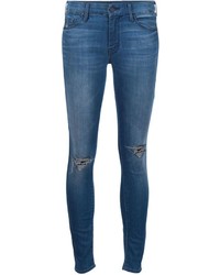 blaue enge Jeans aus Baumwolle mit Destroyed-Effekten