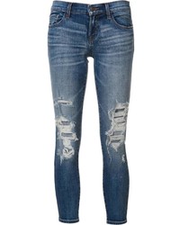 blaue enge Jeans aus Baumwolle mit Destroyed-Effekten von J Brand