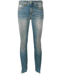 blaue enge Jeans aus Baumwolle mit Destroyed-Effekten von R 13