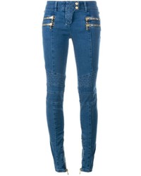 blaue enge Jeans aus Baumwolle von Balmain