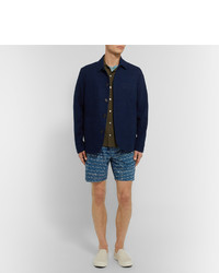 blaue bedruckte Baumwollshorts von Beams