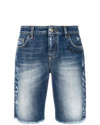 blaue bedruckte Bermuda-Shorts aus Jeans