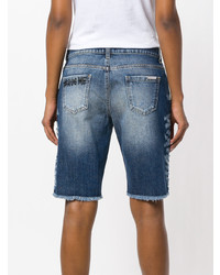 blaue bedruckte Bermuda-Shorts aus Jeans von Philipp Plein