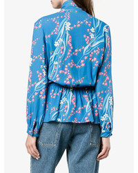blaue bedruckte Bluse von Balenciaga