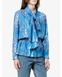 blaue bedruckte Bluse von Balenciaga