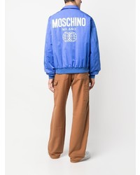 blaue bedruckte Bomberjacke von Moschino