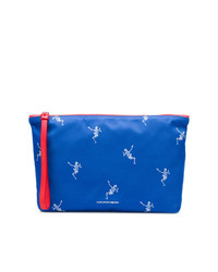 blaue bedruckte Clutch Handtasche von Alexander McQueen