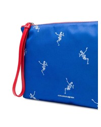 blaue bedruckte Clutch Handtasche von Alexander McQueen