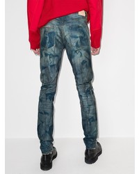 blaue bedruckte enge Jeans von purple brand