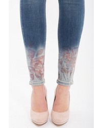 blaue bedruckte enge Jeans von BLUE MONKEY