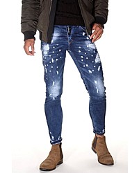 blaue bedruckte enge Jeans von Bright Jeans