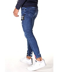 blaue bedruckte enge Jeans von Bright Jeans