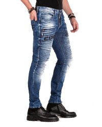 blaue bedruckte enge Jeans von Cipo & Baxx