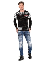 blaue bedruckte enge Jeans von Cipo & Baxx