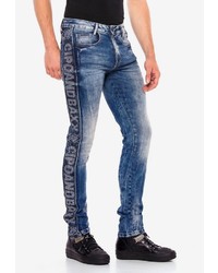 blaue bedruckte enge Jeans von Cipo & Baxx