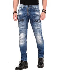 blaue bedruckte enge Jeans von Cipo & Baxx