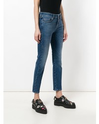 blaue bedruckte enge Jeans von Alexander McQueen