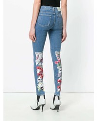 blaue bedruckte enge Jeans von Off-White