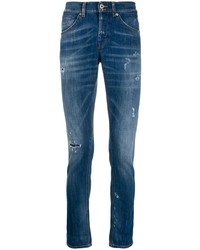 blaue bedruckte enge Jeans von Dondup