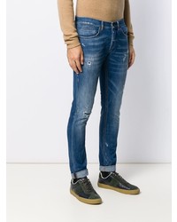 blaue bedruckte enge Jeans von Dondup