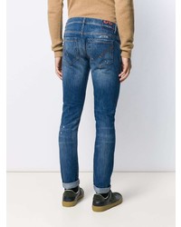 blaue bedruckte enge Jeans von Dondup