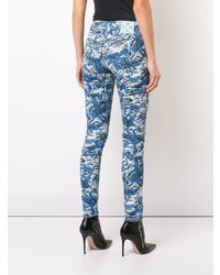 blaue bedruckte enge Jeans von Off-White