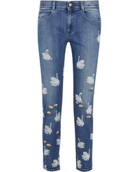 blaue bedruckte enge Jeans von Stella McCartney