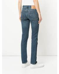 blaue bedruckte enge Jeans von Hysteric Glamour