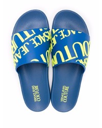 blaue bedruckte Gummi Sandalen von VERSACE JEANS COUTURE