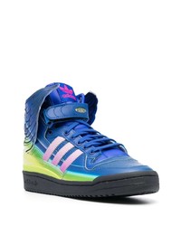 blaue bedruckte hohe Sneakers aus Leder von adidas