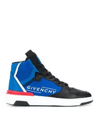 blaue bedruckte hohe Sneakers aus Segeltuch von Givenchy