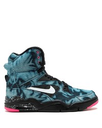 blaue bedruckte hohe Sneakers aus Segeltuch von Nike