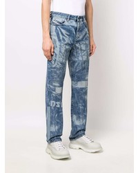 blaue bedruckte Jeans von Diesel