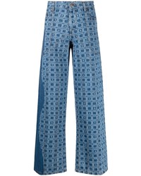 blaue bedruckte Jeans von Ahluwalia