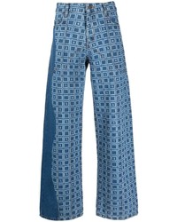 blaue bedruckte Jeans von Ahluwalia