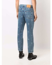 blaue bedruckte Jeans von Martine Rose