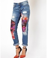 blaue bedruckte Jeans von Asos