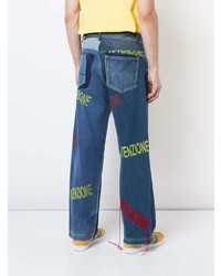 blaue bedruckte Jeans von Bethany Williams