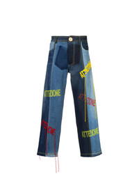 blaue bedruckte Jeans von Bethany Williams