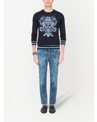 blaue bedruckte Jeans von Dolce & Gabbana