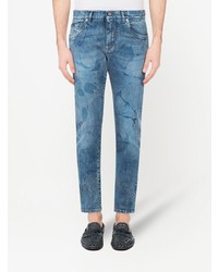 blaue bedruckte Jeans von Dolce & Gabbana