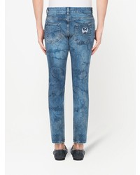 blaue bedruckte Jeans von Dolce & Gabbana