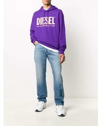 blaue bedruckte Jeans von Diesel