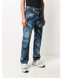 blaue bedruckte Jeans von Diesel