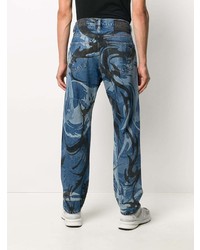 blaue bedruckte Jeans von Diesel