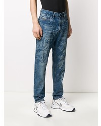 blaue bedruckte Jeans von Diesel