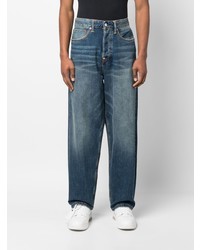 blaue bedruckte Jeans von Evisu