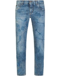 blaue bedruckte Jeans von Dolce & Gabbana