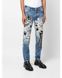 blaue bedruckte Jeans von John Richmond